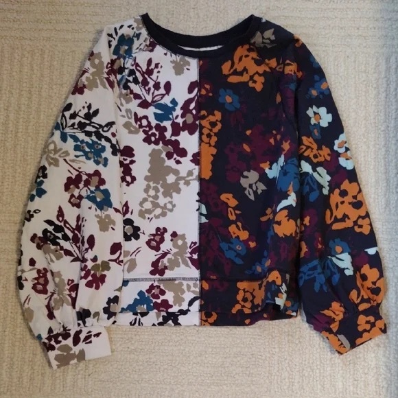 Sweaters - Floral Patchwork Crew Neck Sweater